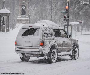 Rompicapo di Auto guida con neve