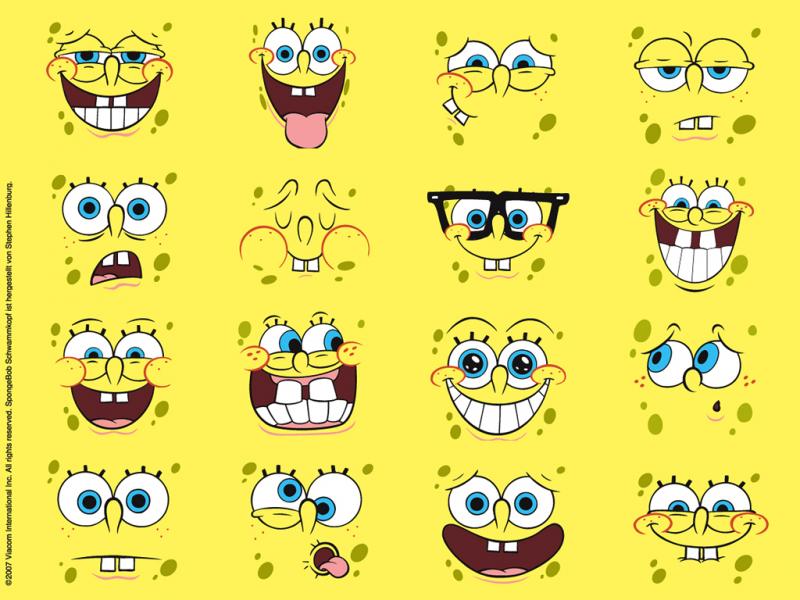 puzzle di spongebob con le facce che lui fa quando ride, urla ecc. puzzle